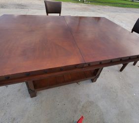 Wood Table 4 Chairs And A Bench
