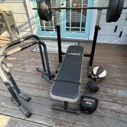 Outdoor Gym Exercise Equipment - Benchpress, Medicine Ball, Parallel Bars And Pull Up Door Bar- MOVING SALE