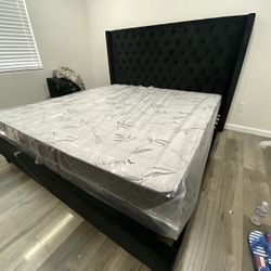New King Bed Frame With Mattress