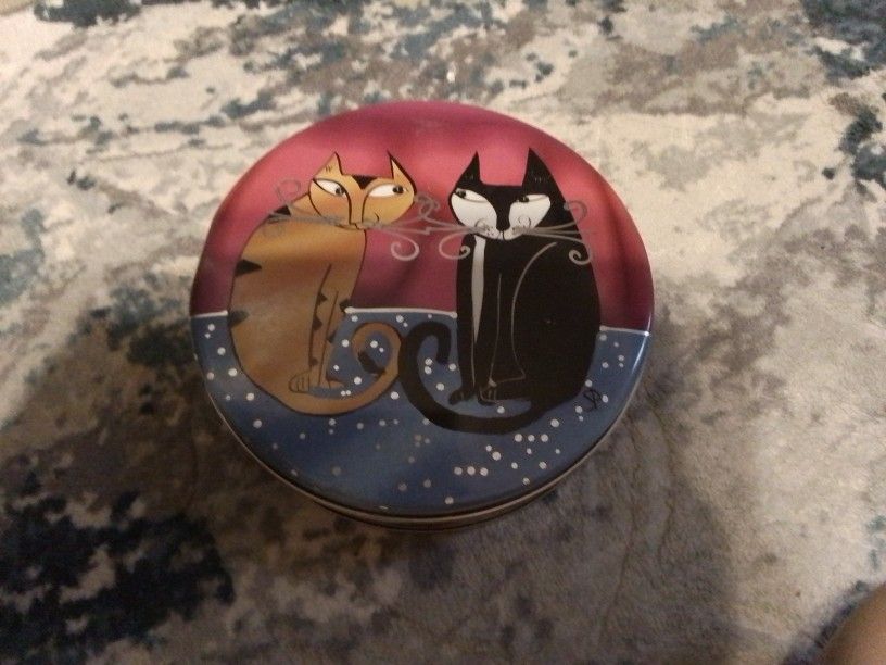 Collectible Sharon Peterkin Cat Tin Art Deco RARE FIND