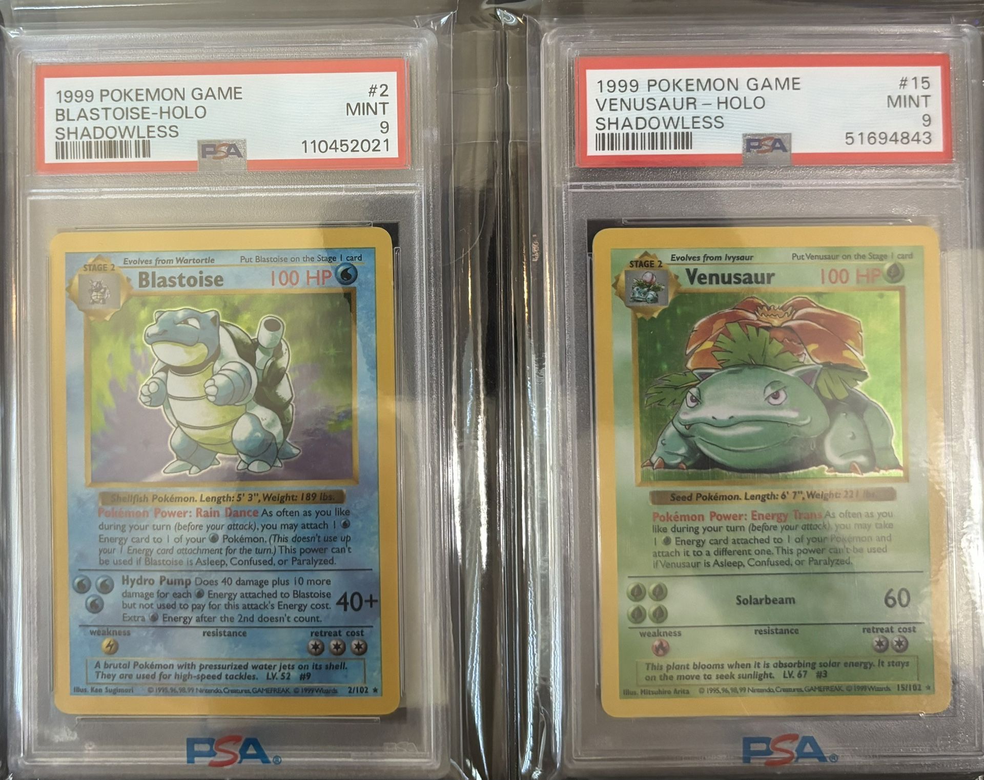 PSA 9 Pokemon Shadowless Blastoise & Venusaur