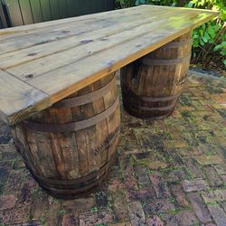 Jack Daniels authentic oak whiskey wine bourbon barrel bar set pub table ... Clucia Podocarpus ...