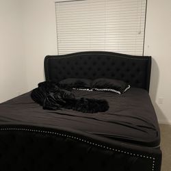 Sleigh king bed frame and headboard 