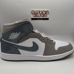 Jordan 1 Mid SE White Medium Grey Cool Grey Sz. 13