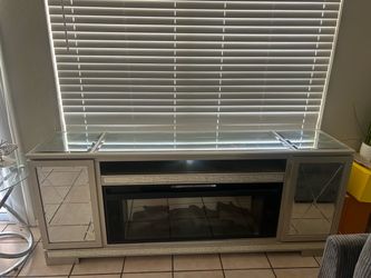Tv Stand with fireplace and Bluetooth speaker