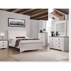 4- Pc Bedroom set Dresser,Mirror  Nightstand (1) Queen size bed frame  Not including Mattress and Box Sp
