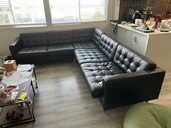 IKEA Morabo 5-Seat Corner Sectional Black Faux Leather Couch