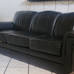 Leather couch futon bed.