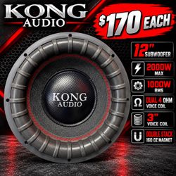 KONG AUDIO 12” Subwoofer – $170 Each