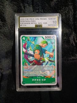 2025 One Piece Promo " Roronoa Zoro AGS GEM 10 Slab