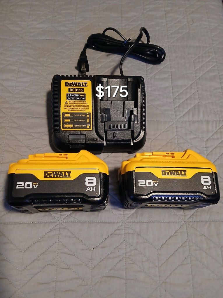 Dewalt 8ah Batterys & Charger $175