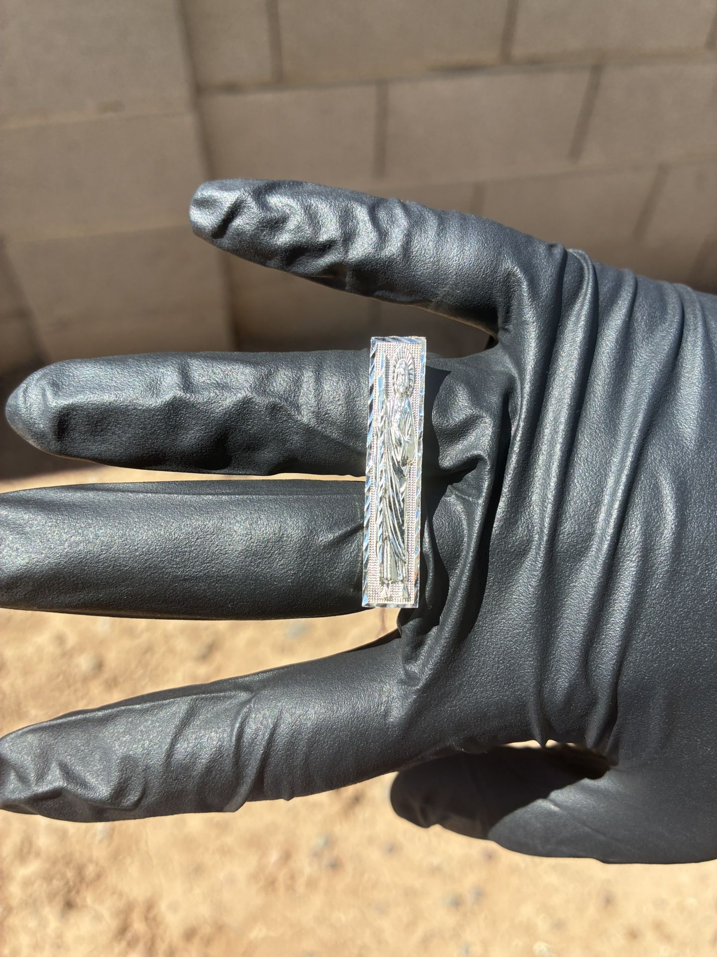 925 Silver 2 Finger San Judas Ring With Diamond Cut