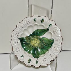 Vintage Handpainted Sicilian Lime Dinner Plate Wall Hanging Home Decoration Accent Made In Italy With Trim Of Gold