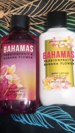 Bath & Body Works Bahamas Passionfruit & Banana Flower Set of 2 (Body Lotion & Shower Gel)