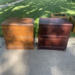 2 Heavy Wooden 2 Drawer Filing Cabinets /Side Storage Containers, 19 deep, 29.5 w, 30 hi, $15 each