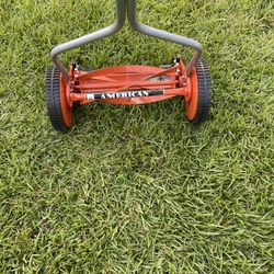 American Lawn Mower Company  14-Inch 4-Blade Push Reel Lawn Mower, Orange 