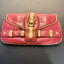 Lulu Vintage Y2K Faux Leather Red Gold Clutch