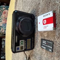 Sony CyberShot DSC-W290 12.1MP 3" LCD Screen 5x Optical Zoom Digital Camera - black with battery and 4gb sd card. No charger