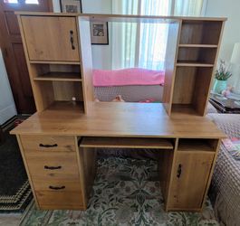Wood Desk with Hutch