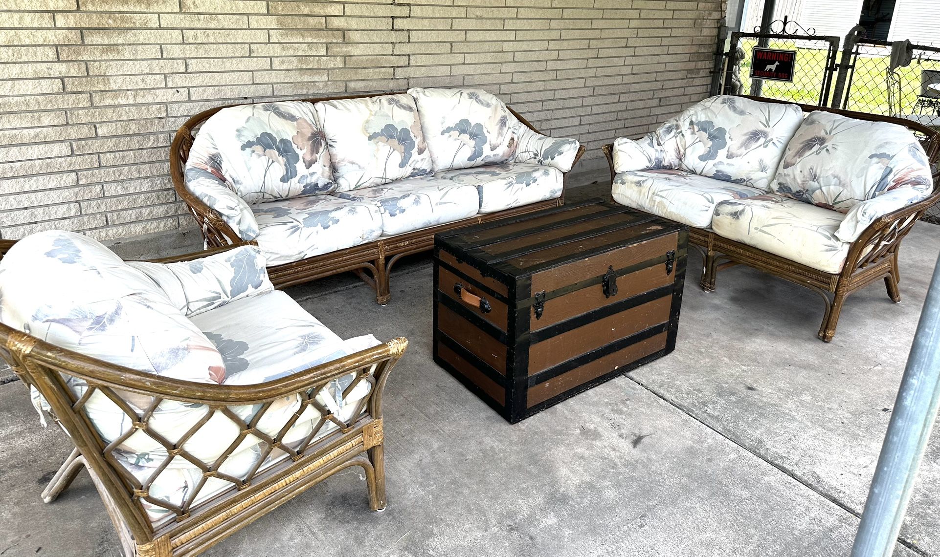 Vintage 4 Piece Rattan Patio Furniture Set
