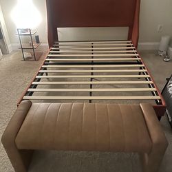 Modern Upholstered Queen Bed Frame w/ Matching Bench
