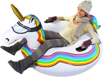 NEW Winter Snow Tubes Unicorn, Inflatable Sled for Kids and Adults
