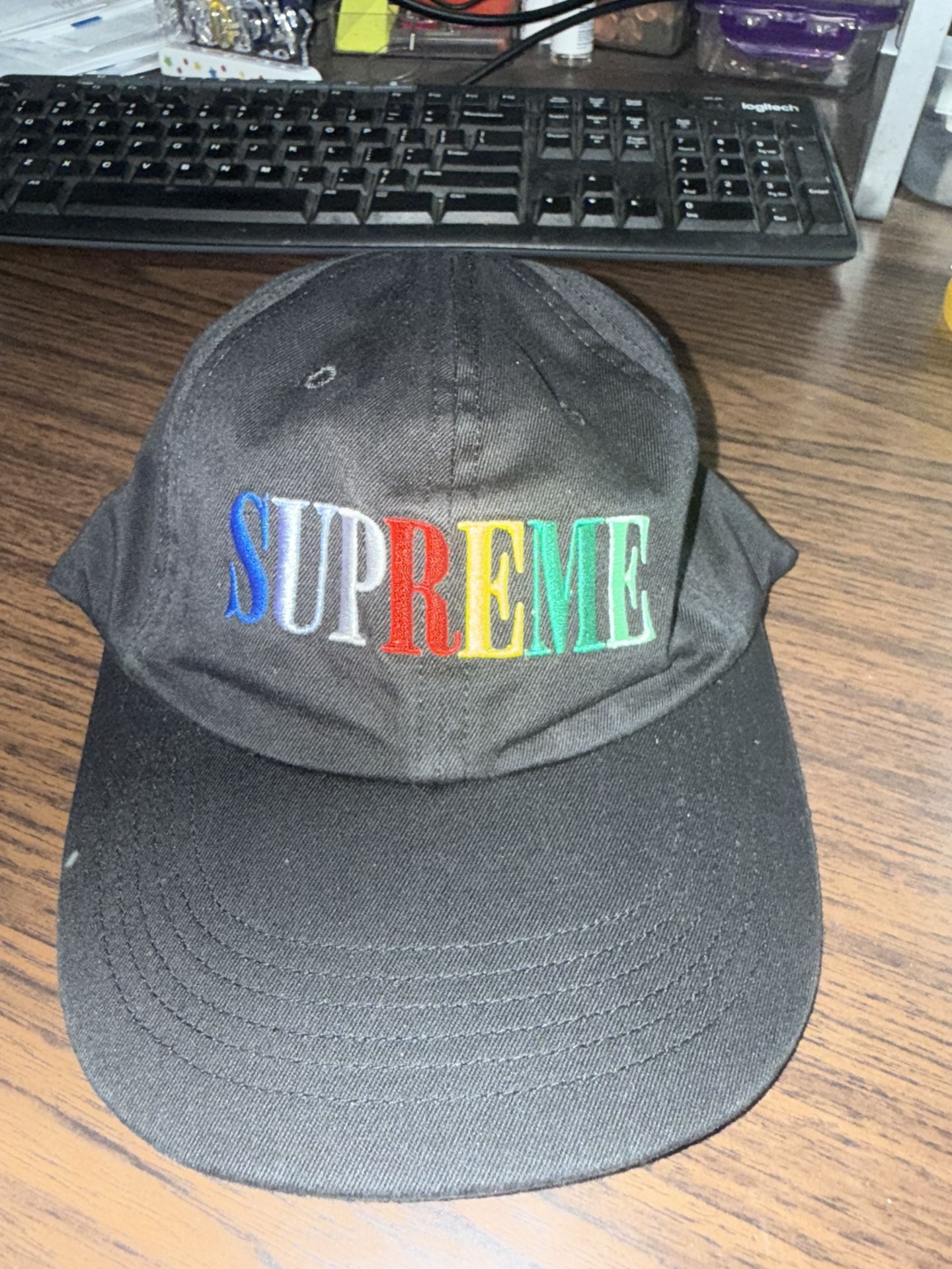 Baseball Cap Supreme Multi Color Logo Panel Supreme Multi