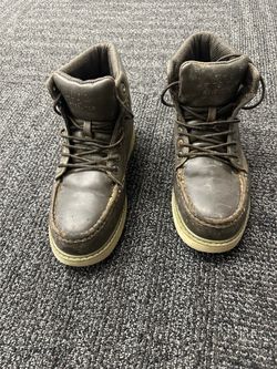 Lugz Men's Steel Toe Slip Resistant Work Boots Brown Lace Up US 8.5 EU 42