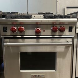 Wolf 30”Wide All Gas Range Stove In Stainless Steel 