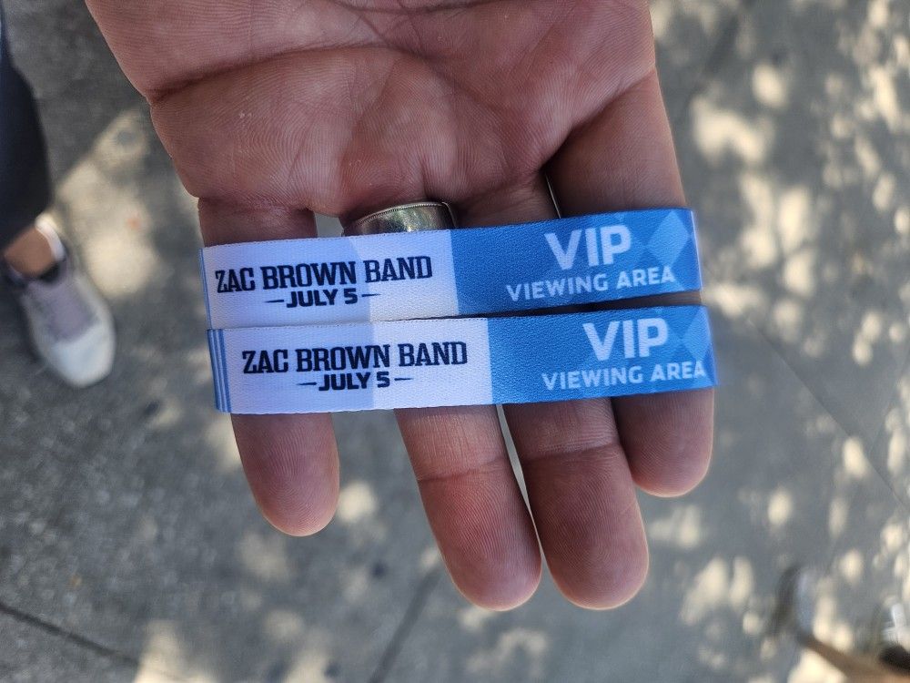 VIP WRISTBANDS NASCAR ZAC BROWN BAND CONCERT