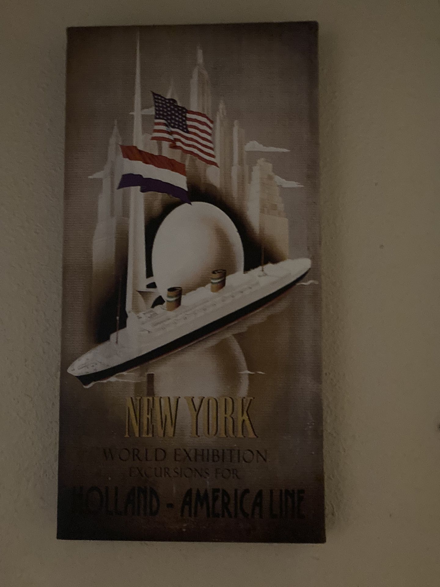 New York Wereldtentoonstelling excursies per Holland Amerika Lijn Poster 1938  Canvas