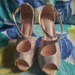 Peep Toe Embellished High  Heel Dress Shoe 