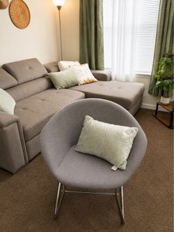 NEGOTIABLE Gray Upholstered Scoop Accent Chair