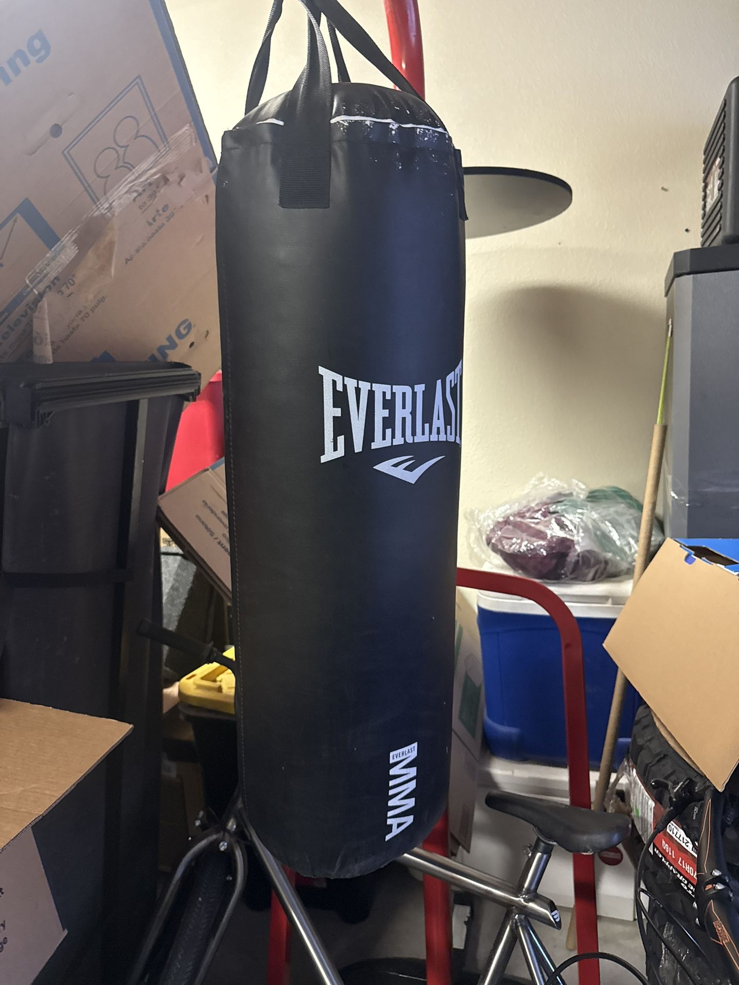 Punching Bag And Stand And Speed Bag Ready