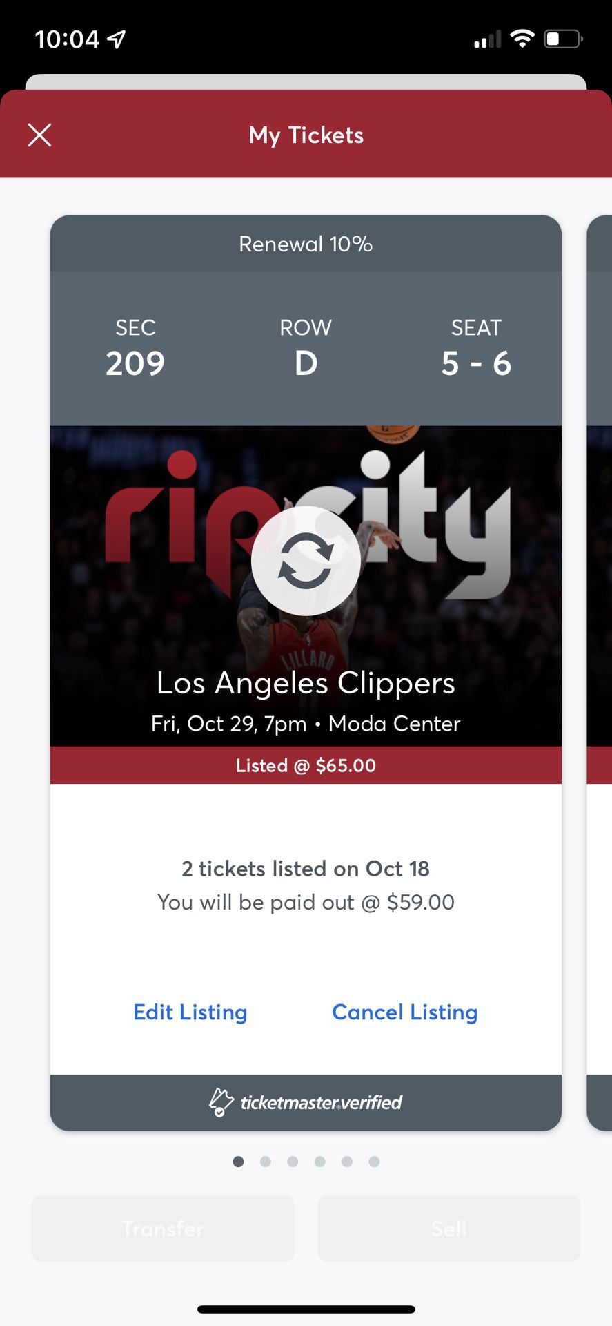 Blazers Vs Clippers 2 Tickets 10/29