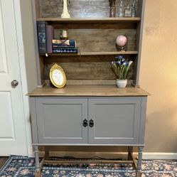 Antique Solid Wood Buffet Cabinet With Hutch 