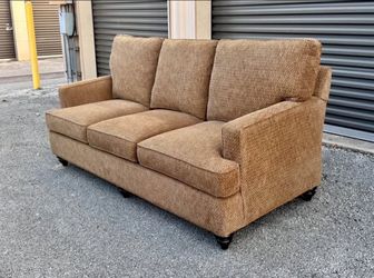 Bassett Furniture Brown Chenille Sofa/ Couch