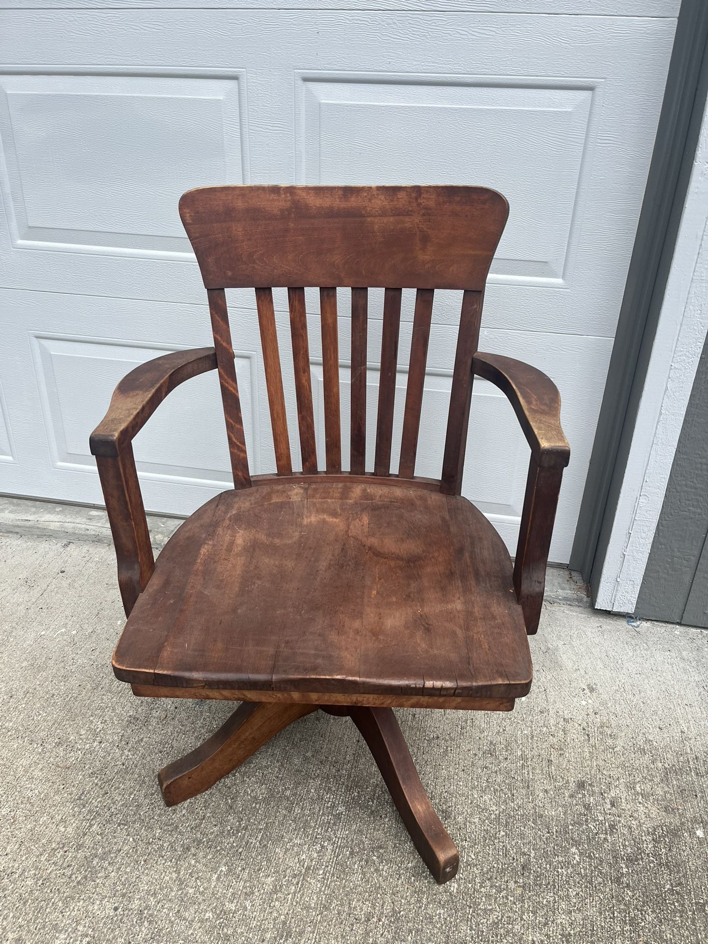 JK PIERCE antique Wooden Desk Chair NICE