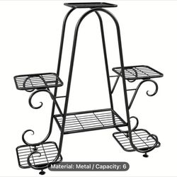 Metal Plant Stand, Heavy Duty Iron Flower Pot Rack For Indoor And Outdoor Plants, Matte Black Finish, Freestanding Tall Stand For Corners, Patios, Liv