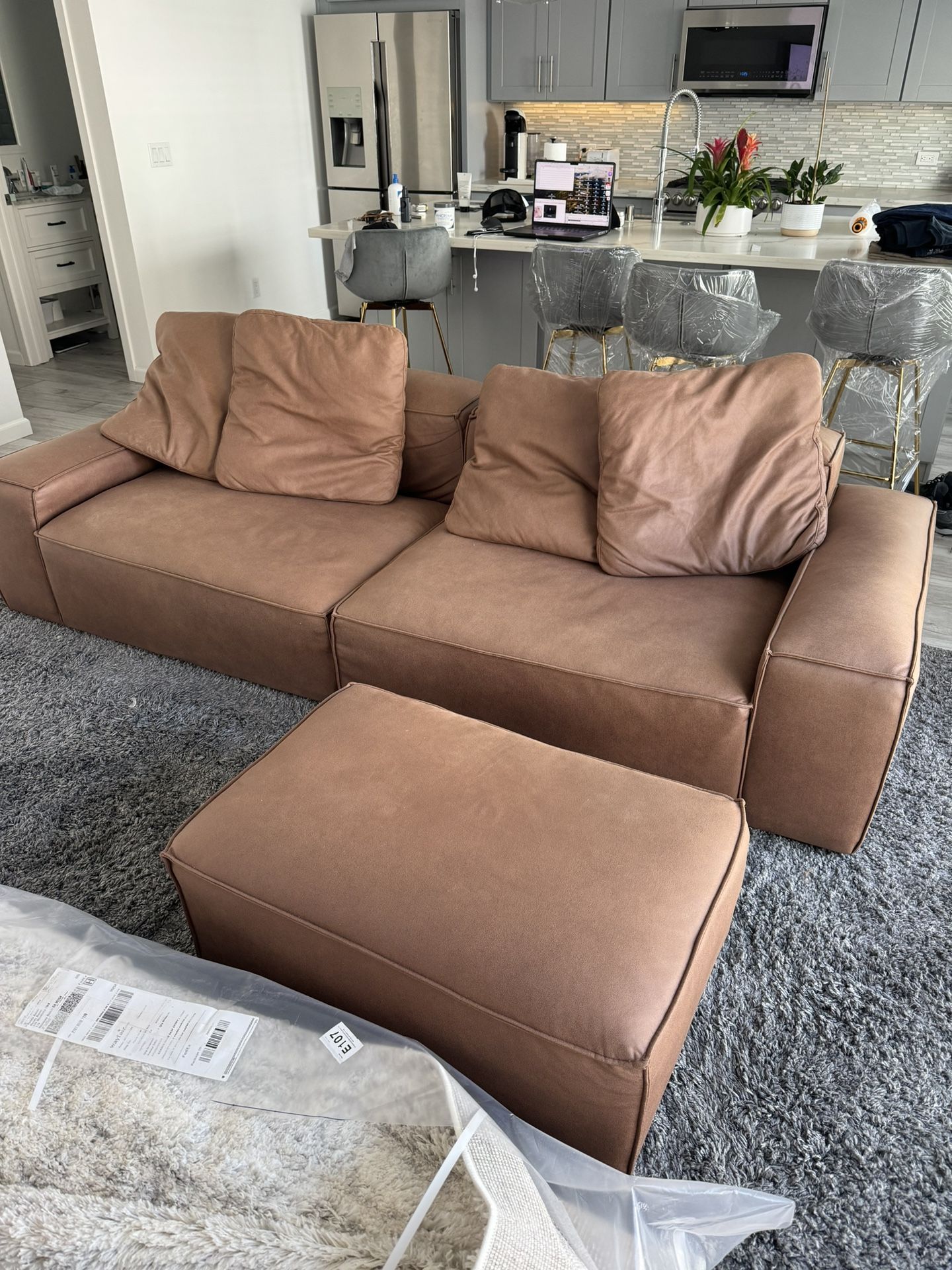 Valyou Brand Vegan Leather Loft Sofa and Ottoman