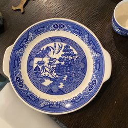 Antique Willow Ware By Royal China Cake Plate 