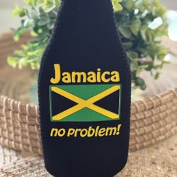 Jamaican Flag Design Zipper Bottle Cooler w/ Bottle Opener  -Jamaica -“no problem ! ”