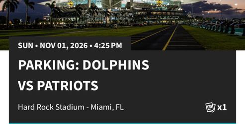 Dolphins vs Patriots Parking Pass – Nov 1, 2026