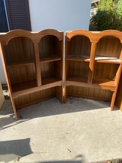Vintage Solid Wood Double Arched Open Shelves (Pair)