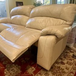 Leather Reclining Couch With Conceal Controls