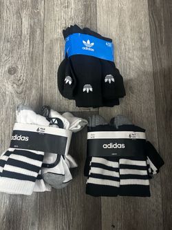 15 Men’s Adidas Black White Striped Socks shoe size 6-12
