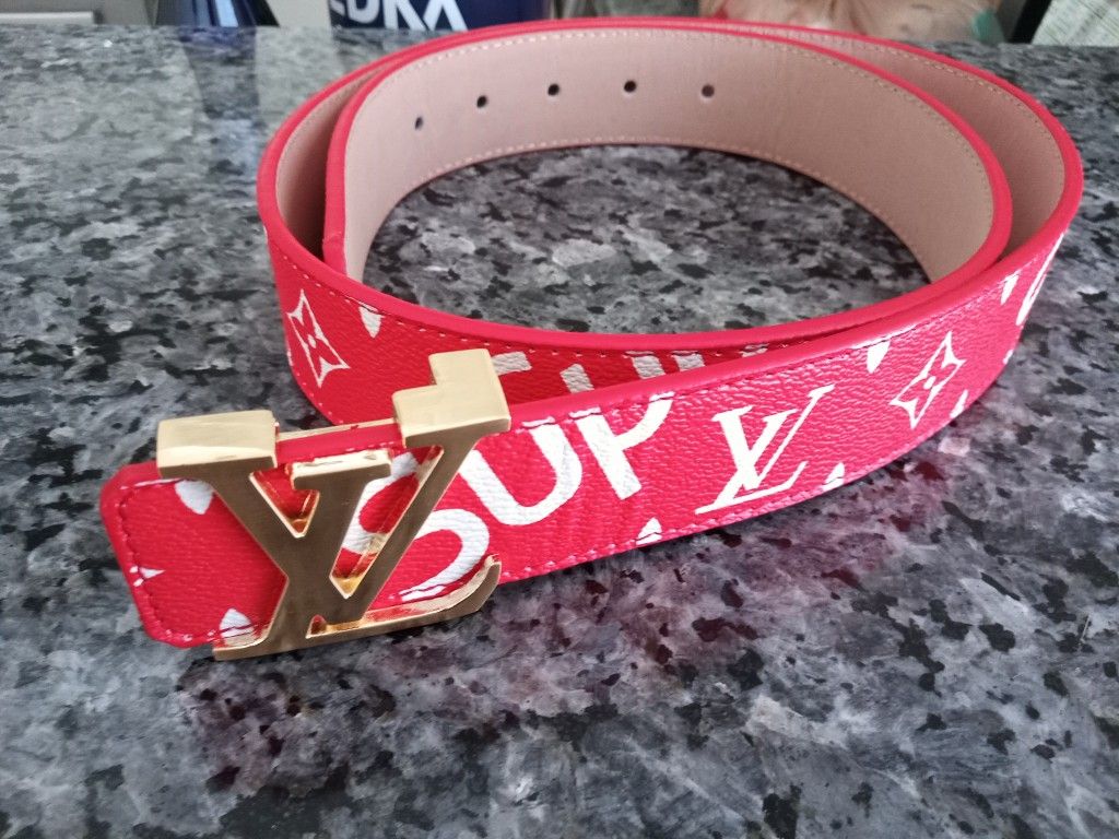 Gold Buckle Red Supreme Combo Belt! Size 32-34! Brand New HighQuality
