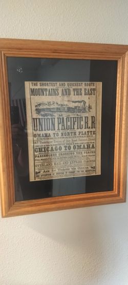 Antique Framed Union Pacific Poster