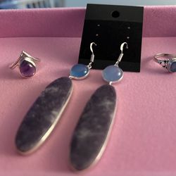 Jewelry Set- Blue Calcedone & Amethyst 
