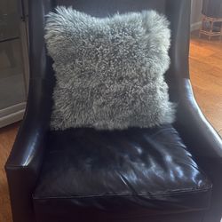 Black Wingback Faux Leather Studded Chair